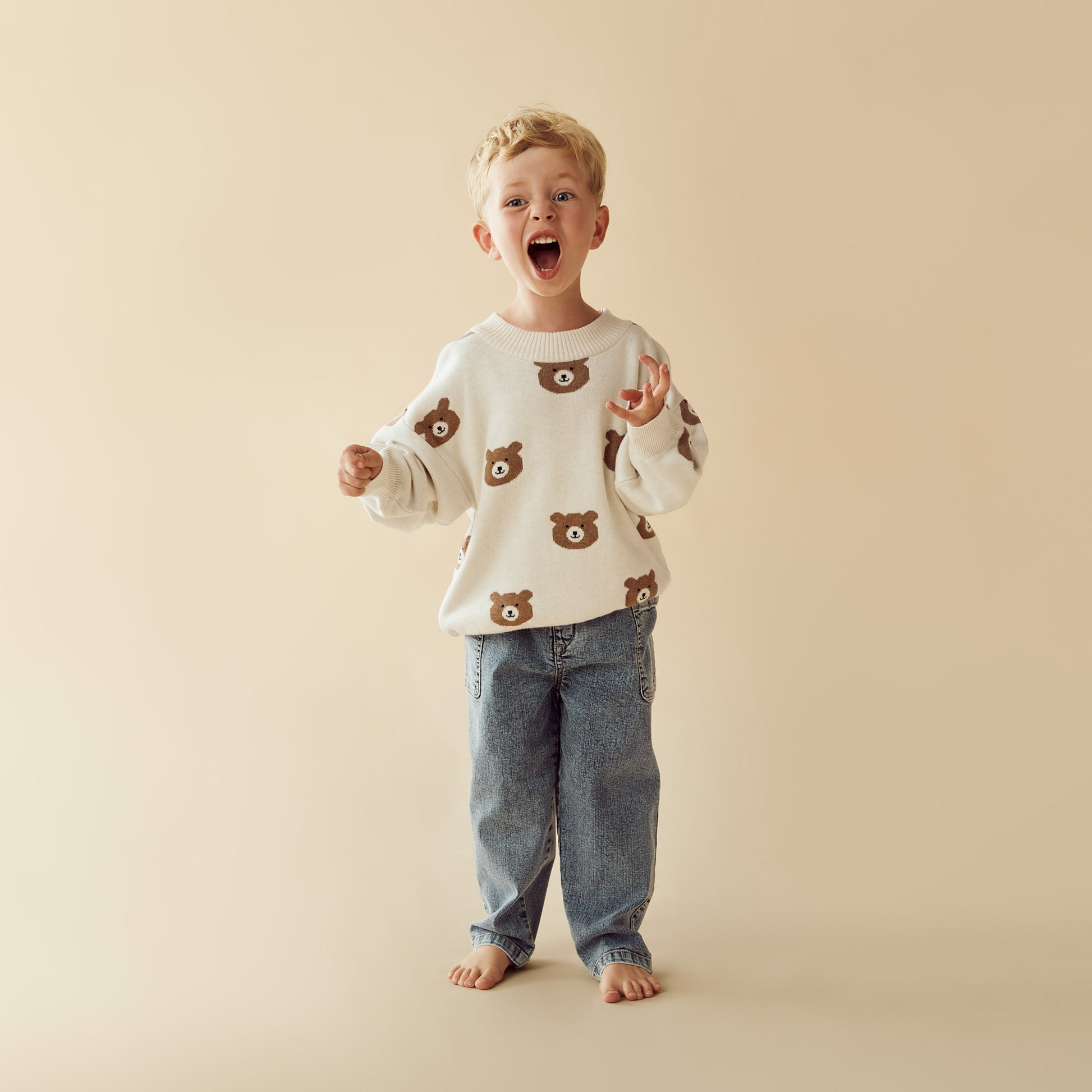Beary Cute Organic Knitted Jacquard Jumper - The Toy Station
