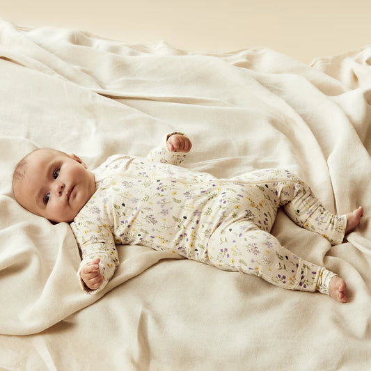 Bella Floral Organic Zipsuit with Feet - The Toy Station