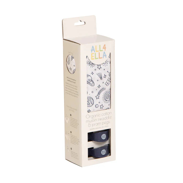 All4Ella Organic Cotton Muslin Swaddle & Pram Pegs - The Toy Station