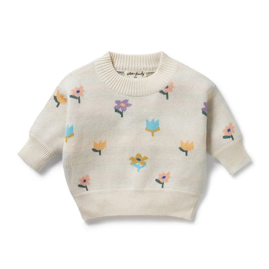 Flower Pop Organic Knitted Jacquard Jumper - The Toy Station