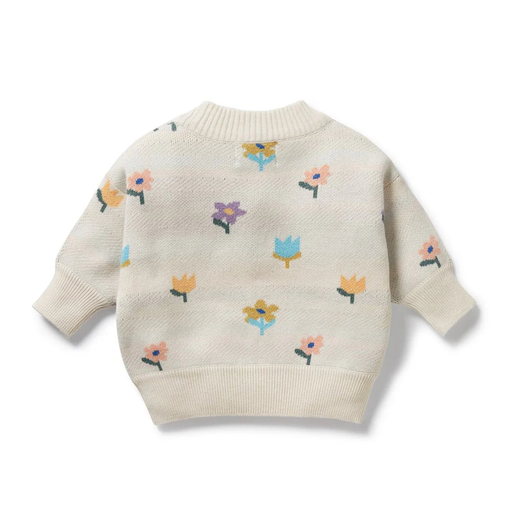 Flower Pop Organic Knitted Jacquard Jumper - The Toy Station
