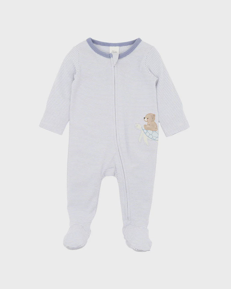Axel Stripe Organic Long Sleeve Zip Romper