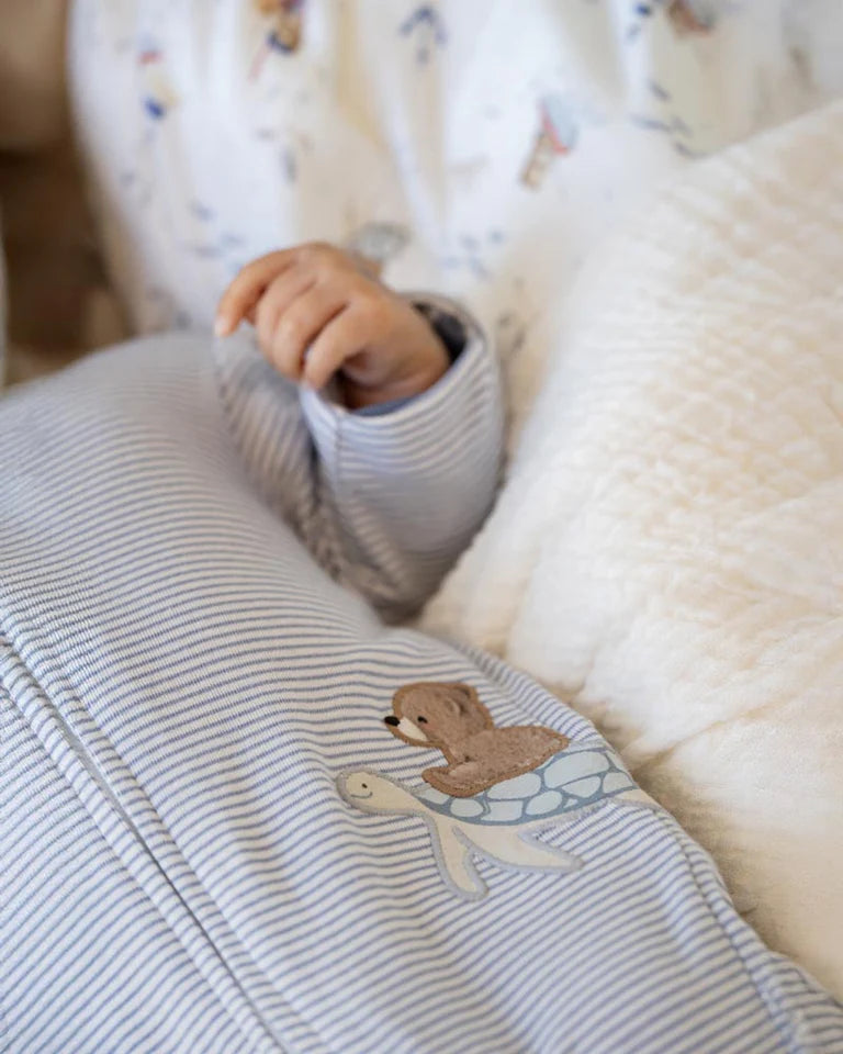 Axel Stripe Organic Long Sleeve Zip Romper