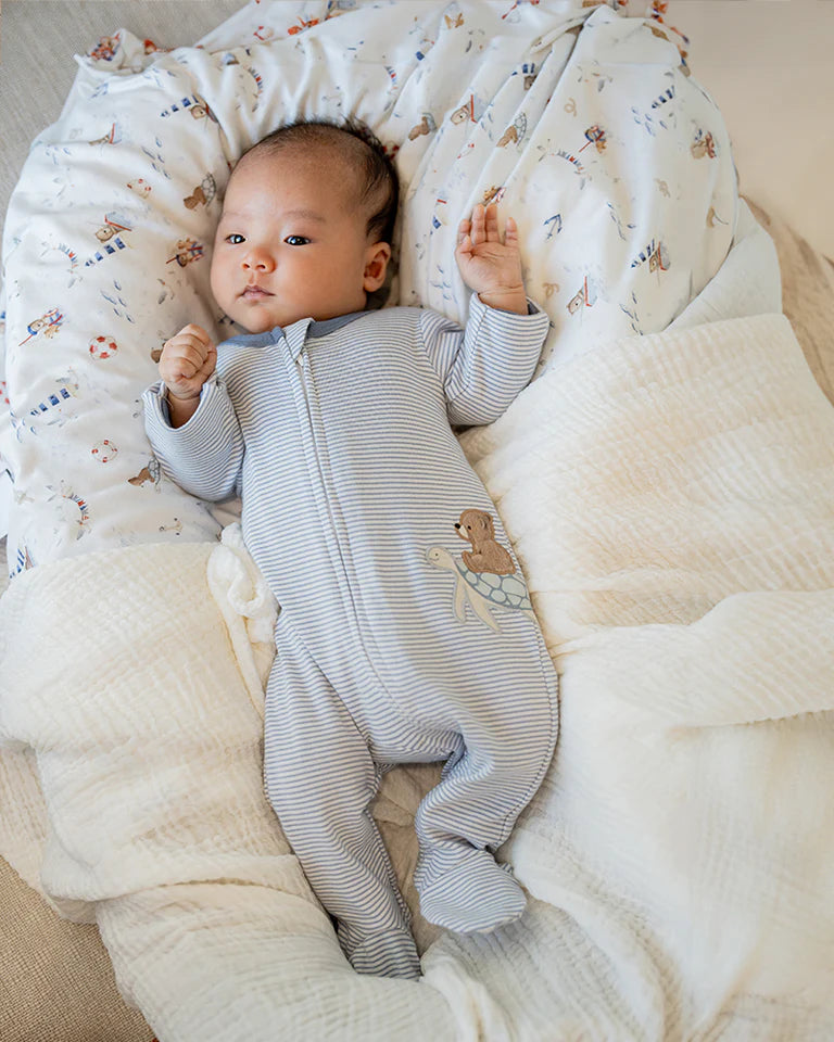 Axel Stripe Organic Long Sleeve Zip Romper