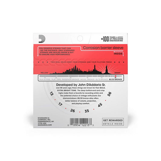 D'Addario EJ12 80/12 Bronze Acoustic Guitar Strings Medium 13-56 Gauge - The Toy Station