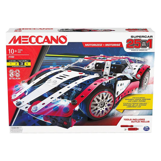 Meccano 25-in-1 Motorized Supercar STEM Model Building Kit - The Toy Station