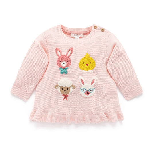 Bunny Friends Jumper - Peach Apricot - The Toy Station