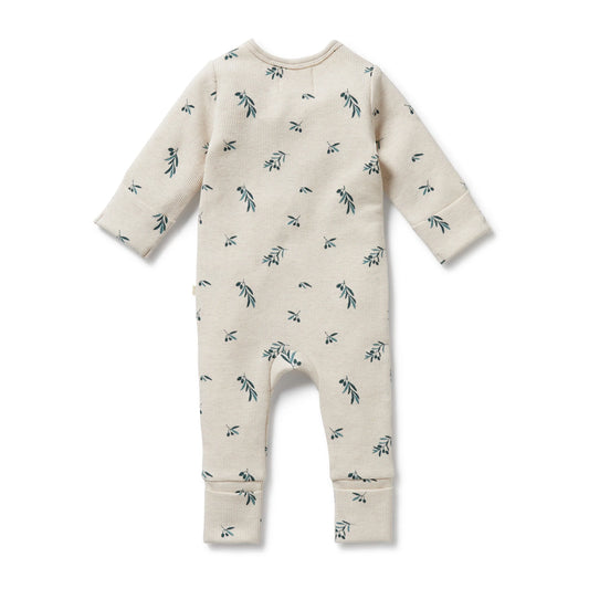 Organic Waffle Zipsuit - Little Olive - The Toy Station