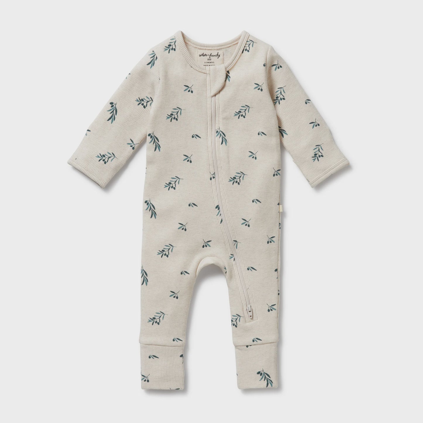 Organic Waffle Zipsuit - Little Olive - The Toy Station