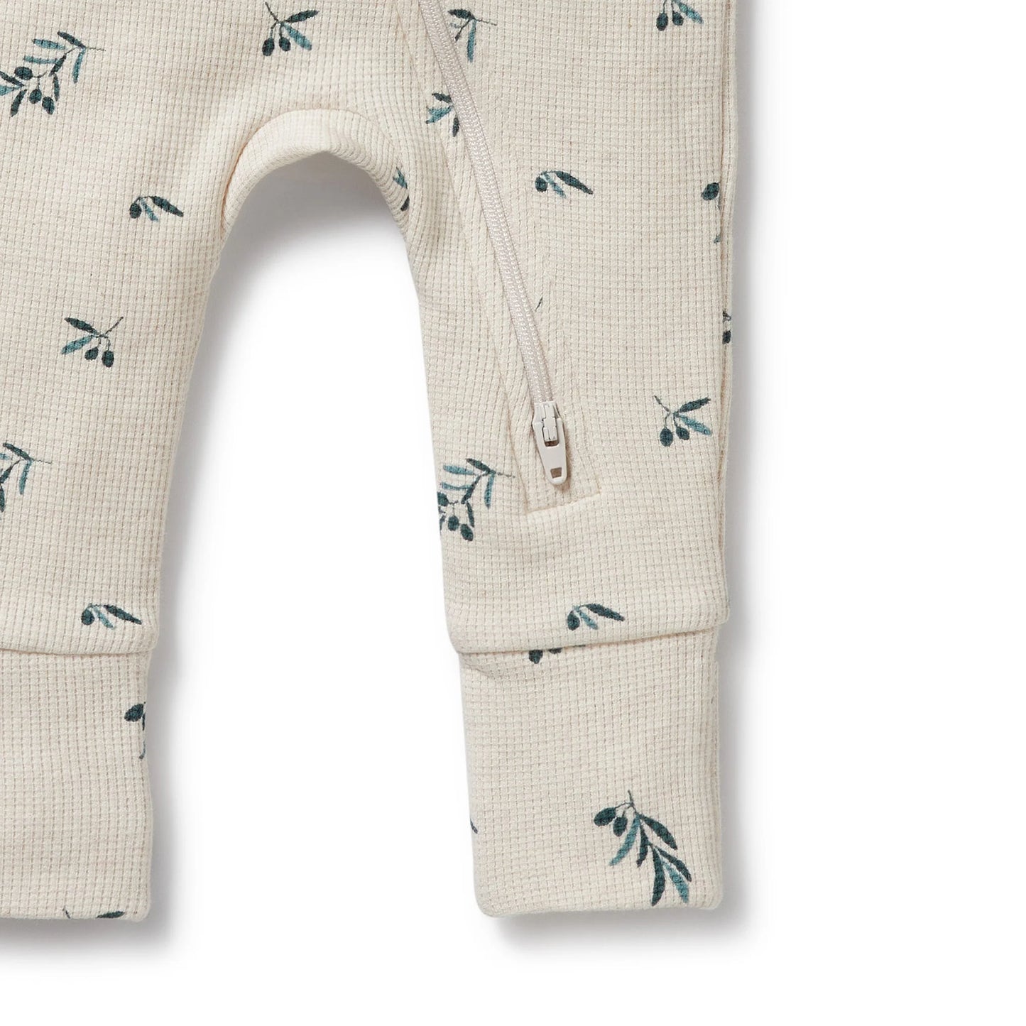 Organic Waffle Zipsuit - Little Olive - The Toy Station