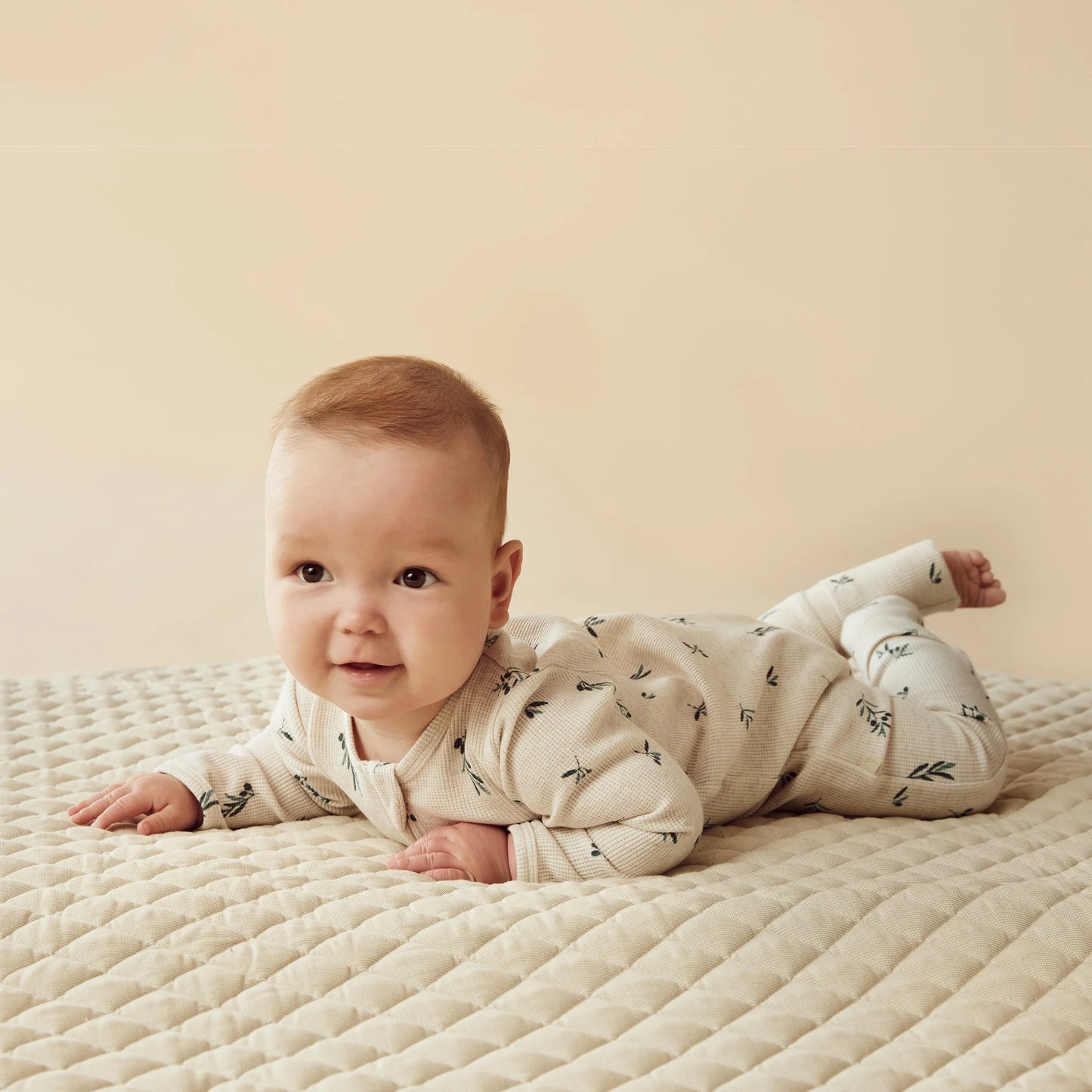 Organic Waffle Zipsuit - Little Olive - The Toy Station