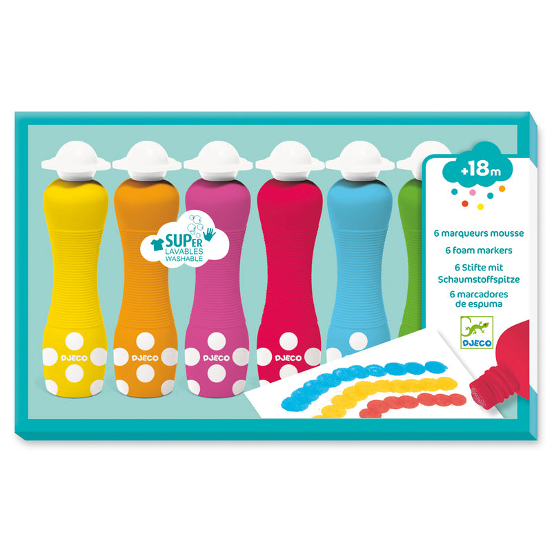Djeco 6 Foam Markers - The Toy Station