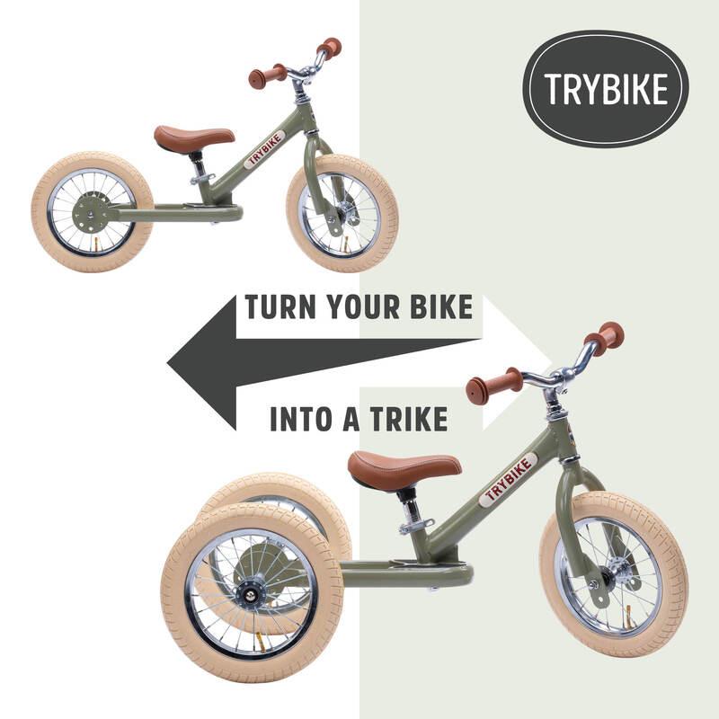 Trybike Convertible Steel Bike in Vintage Green