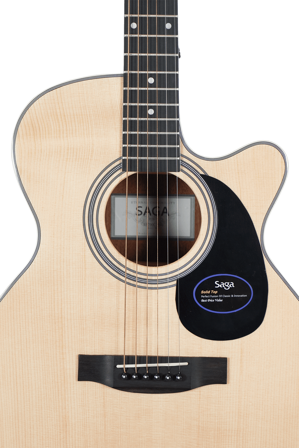 Saga '700 PRO Series' Solid Top Dreadnought Acoustic Guitar (Natural)