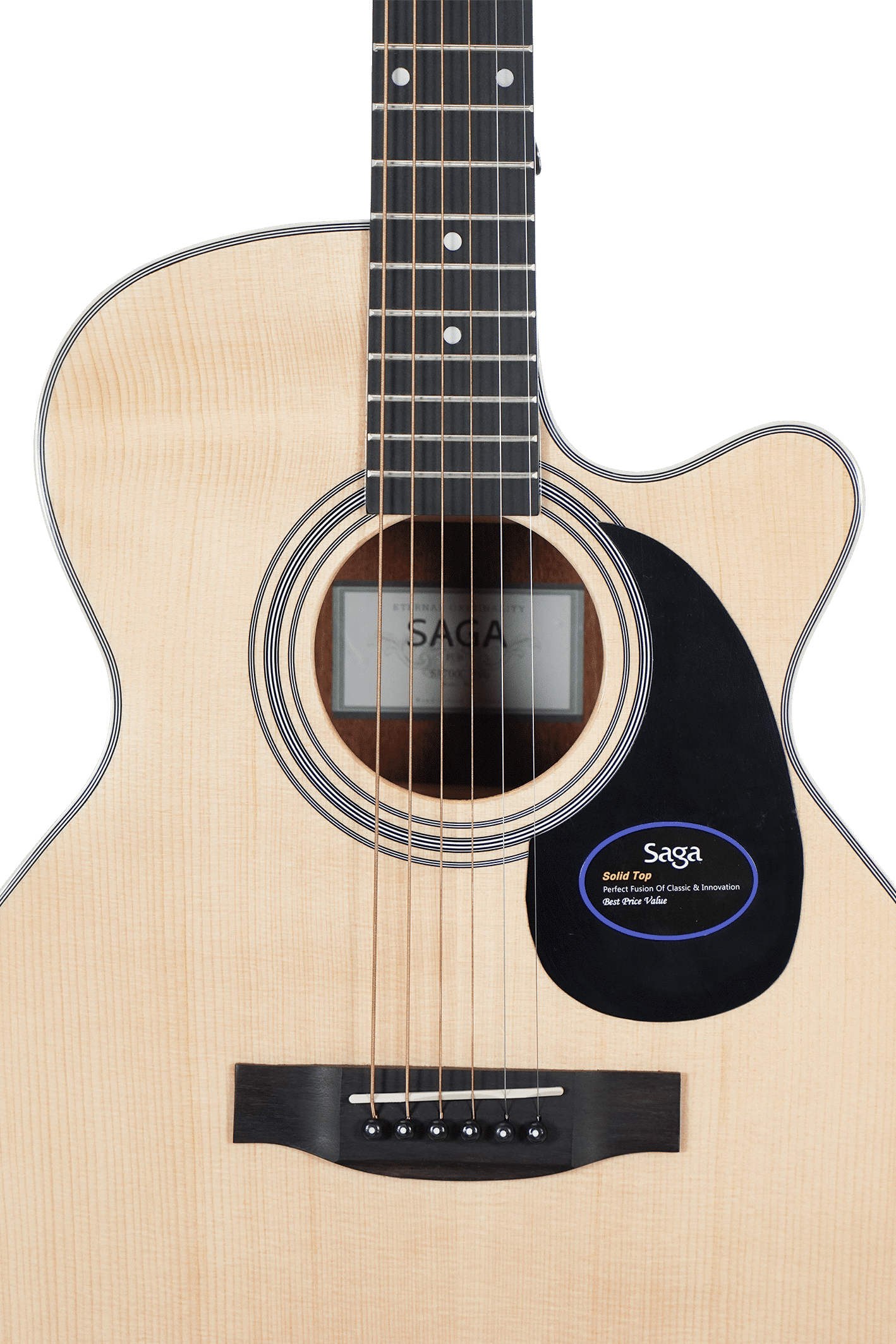 Saga '700 PRO Series' Solid Top Dreadnought Acoustic Guitar (Natural)