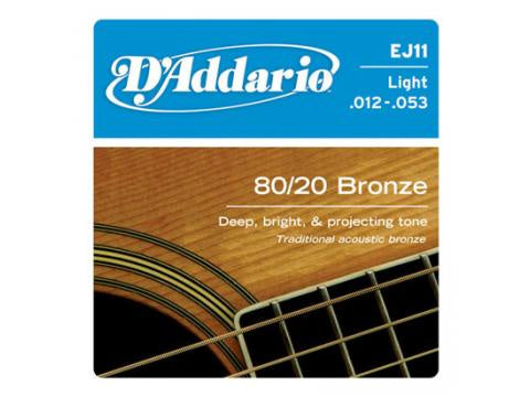 D'Addario Acoustic Guitar Strings 80/20 Bronze 12/53 Lite