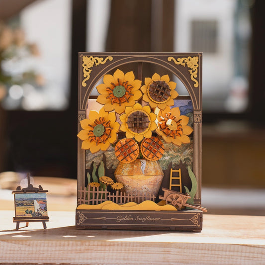 Artist 3D Painting Golden Sunflower
