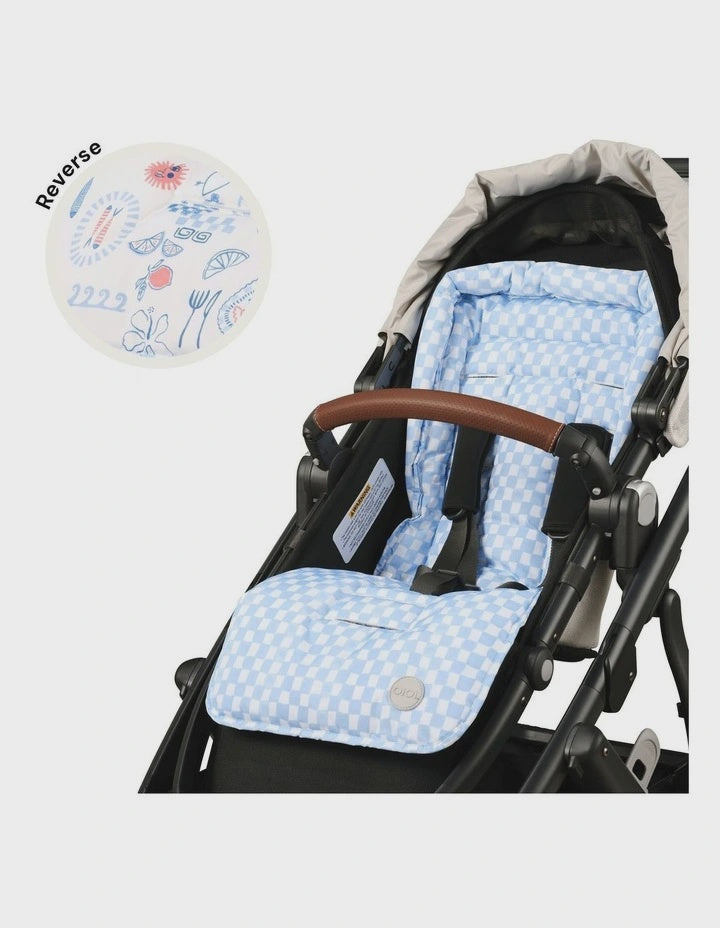 Reversible pram liner - Mediterranean/Blue Check