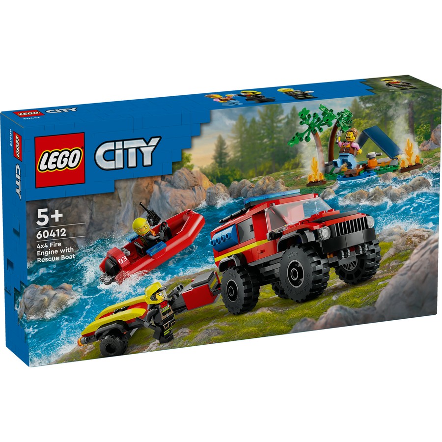 Lego 60412 4x4 Fire Truck with Rescue Boat - The Toy Station