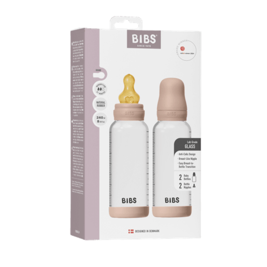 BIBS Glass Bottle Complete Set (2 Pack) 240ml Latex