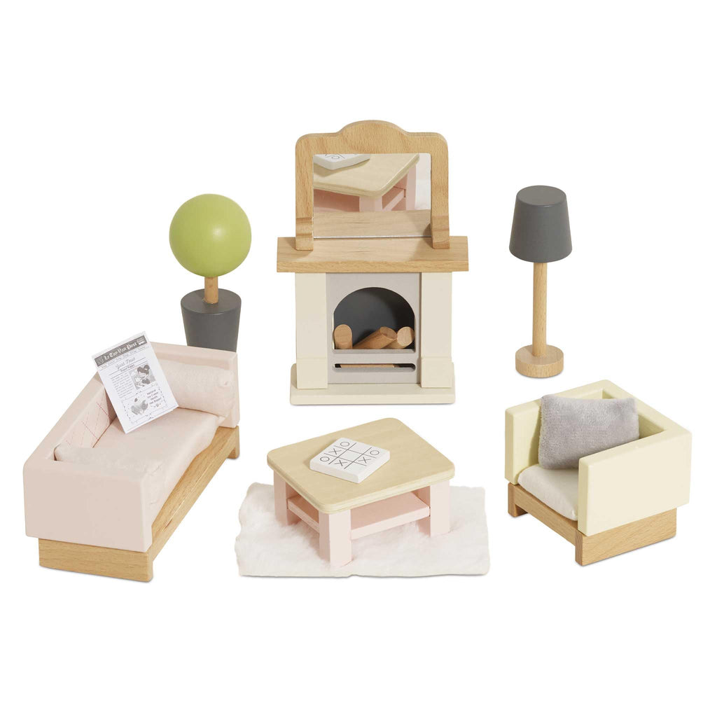 Wooden Dolls House Sitting Room Set