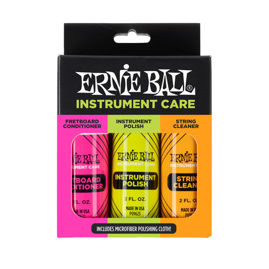 Ernie Ball Instrument Care/Maintenance Kit, 3 Pack with Polish Cloth