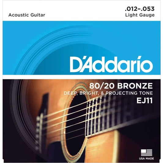 D'Addario EJ11 80/20 Acoustic Guitar Strings - 12-53