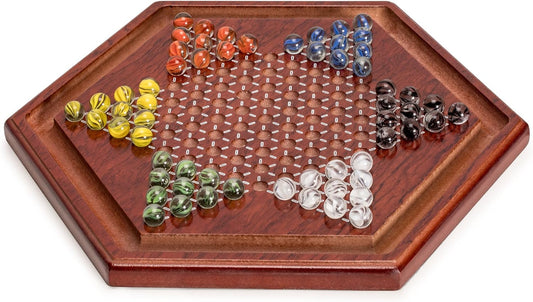 Wooden Chinese Checkers With Marbles