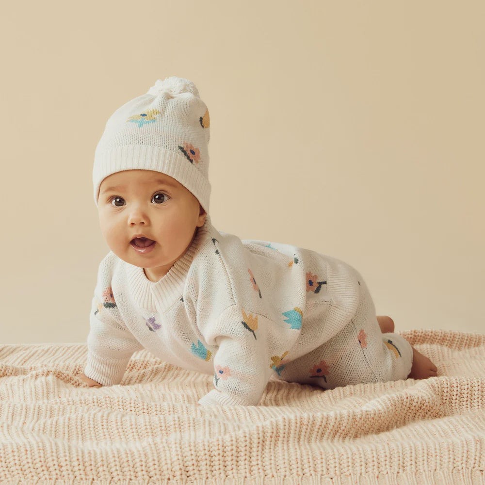 Flower Pop Organic Knitted Jacquard Jumper - The Toy Station