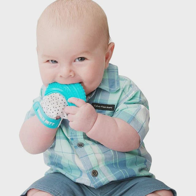 Munch Mitt Teething Mitten Grey Stars