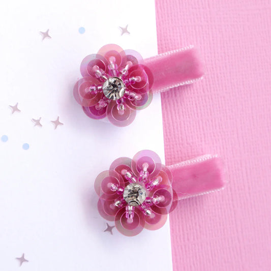 Jewel Flower Hair Clips