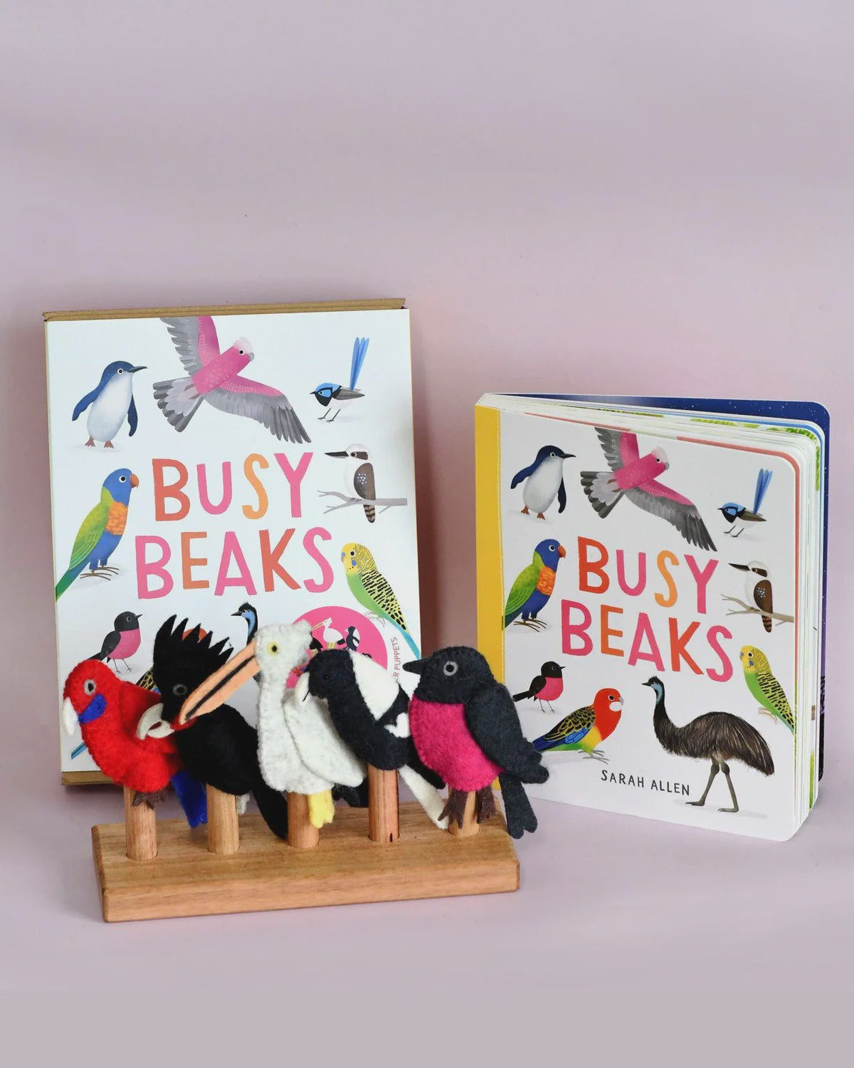 Busy Beaks Finger Puppets and Book Set by Sarah Allen - The Toy Station