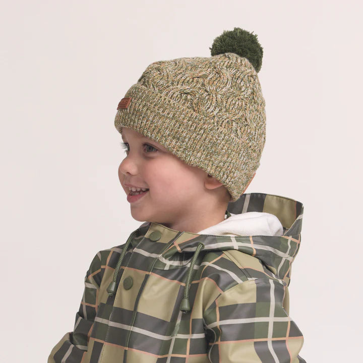 POM POM BEANIE Olive Speckle