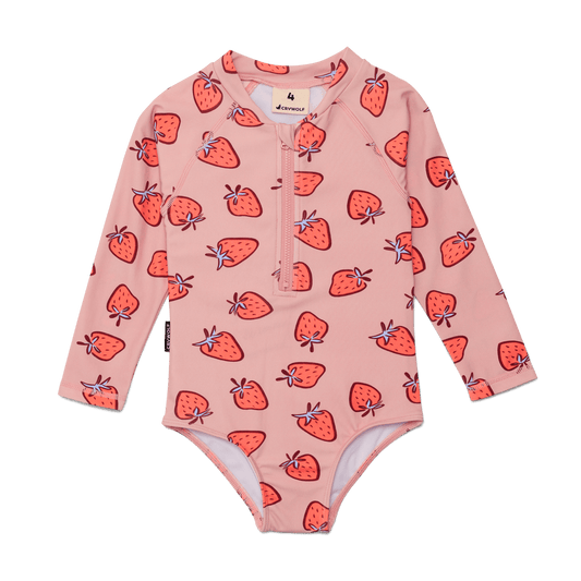 Long Sleeve Swimsuit Strawberry Splash