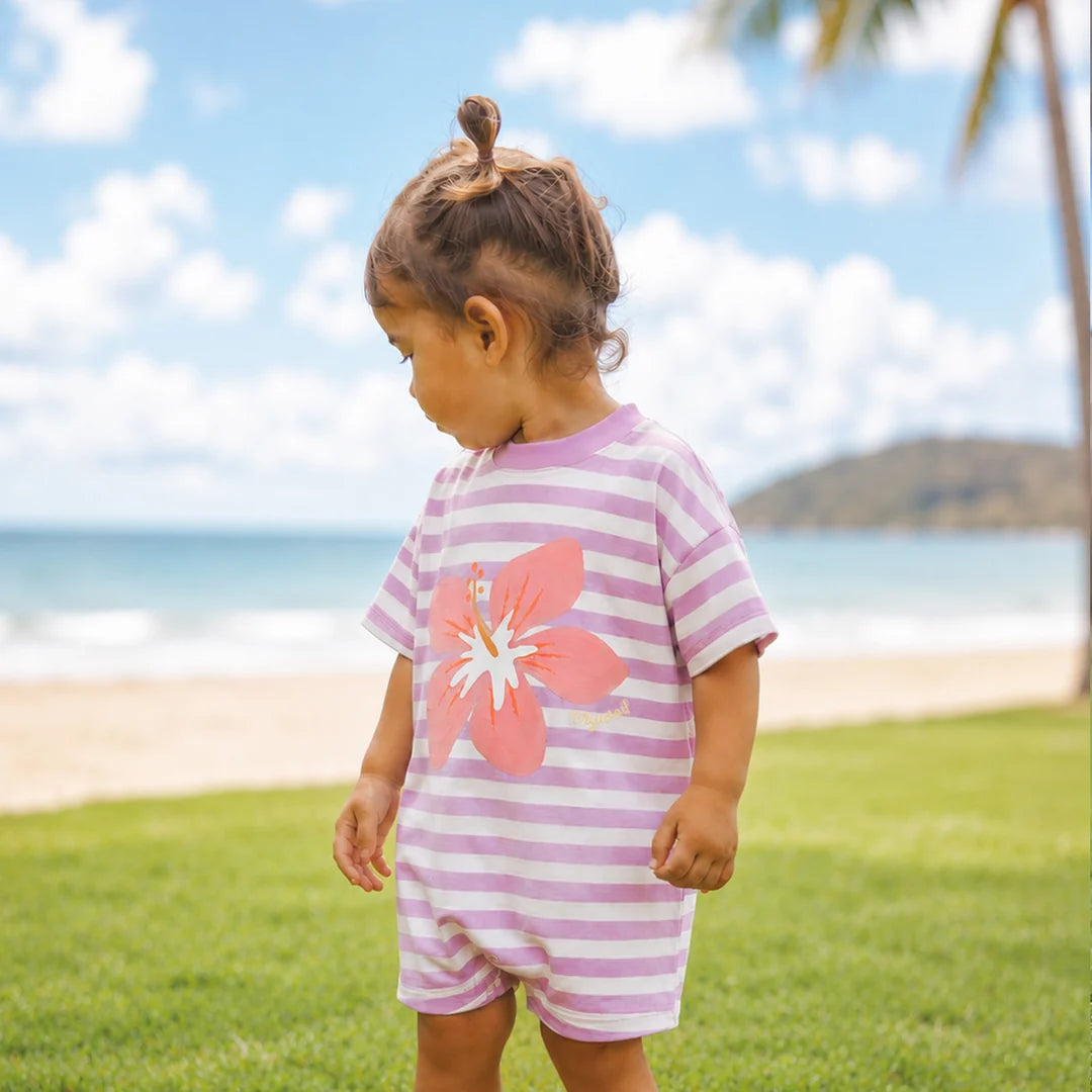 SUN SMART ROMPER Hibiscus Stripe