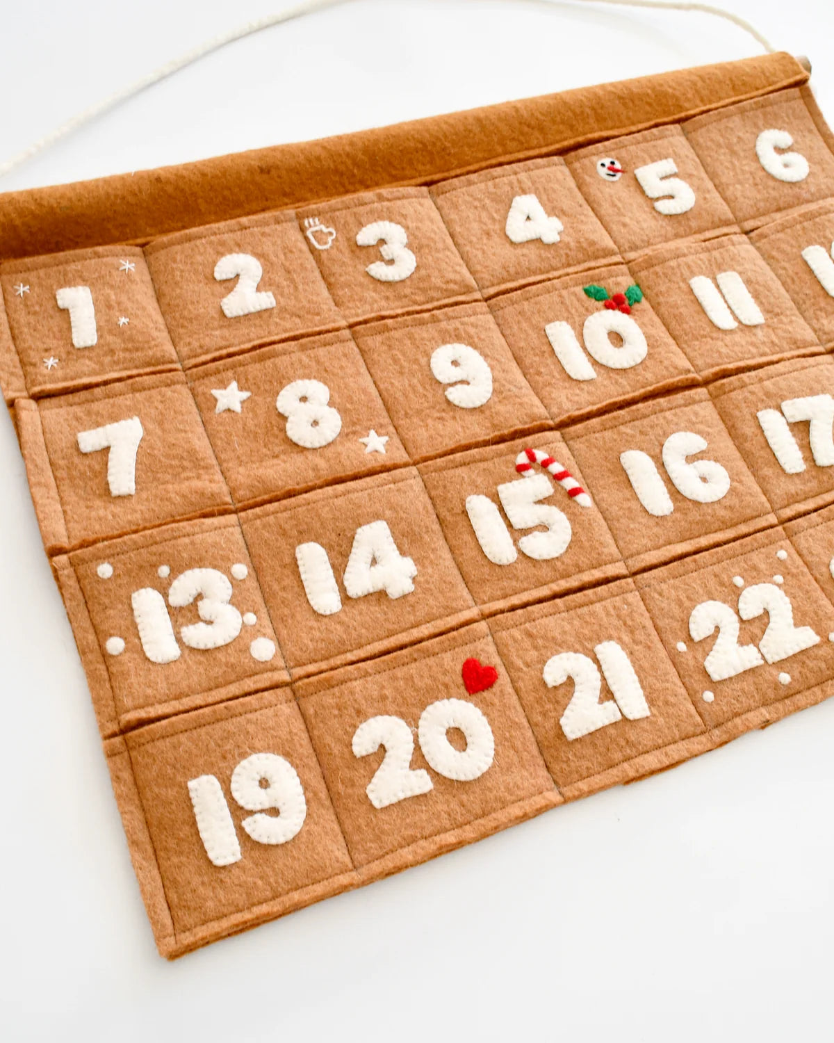 Felt Christmas Advent Calendar in Gingerbread Colour