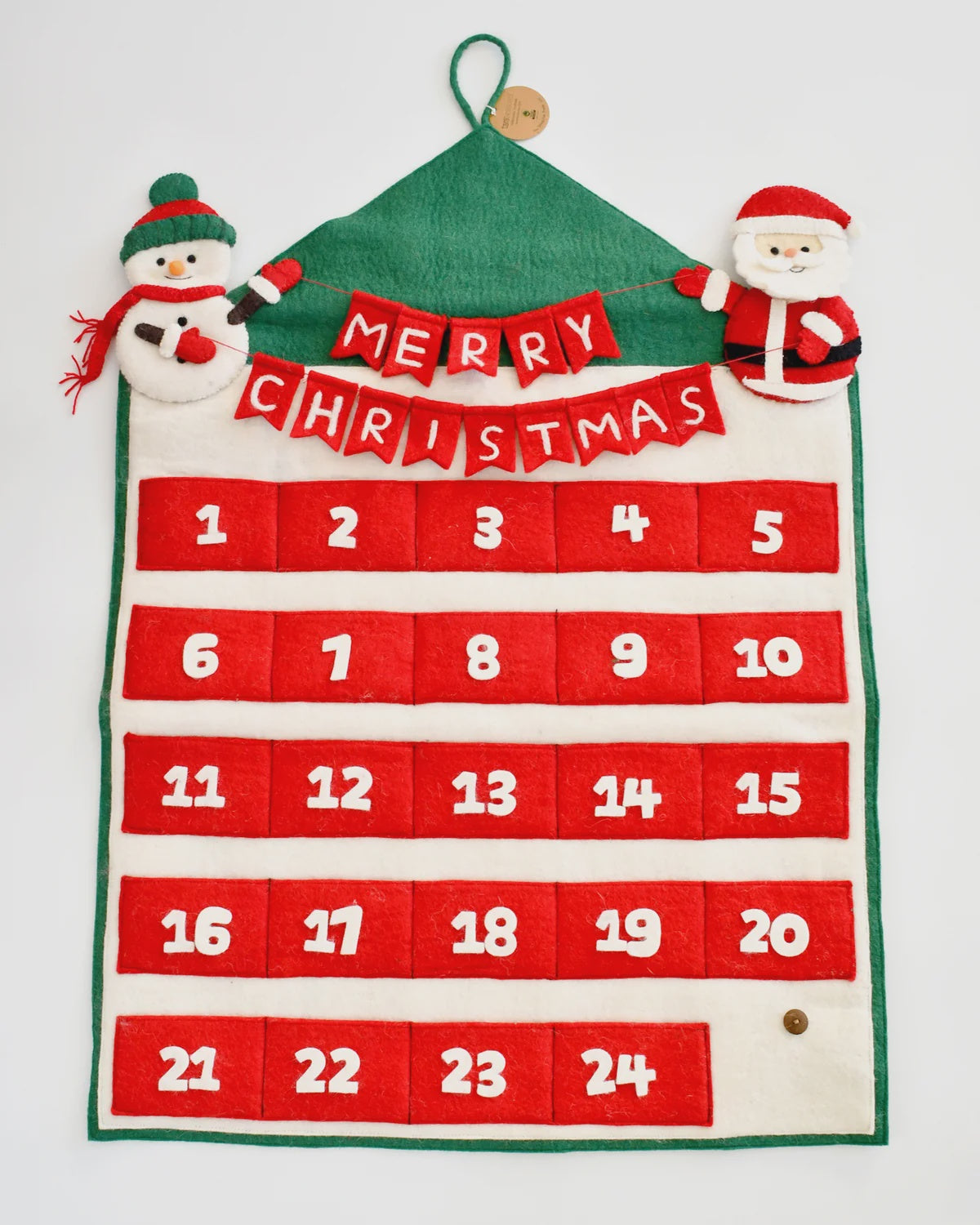 Felt Christmas Advent Calendar with Snowman and Santa