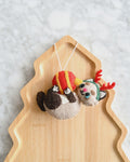 Felt Christmas Cat with Ball Ornament