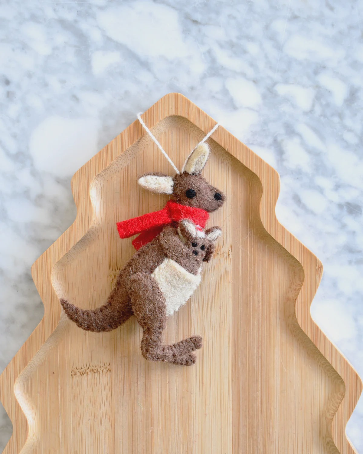 Felt Christmas Kangaroo with Joey Ornament