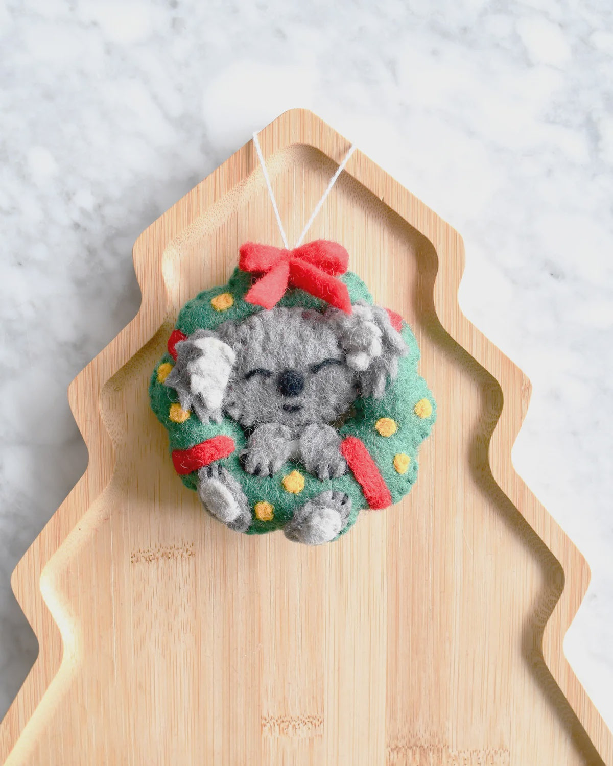 Felt Christmas Koala in Wreath Ornament
