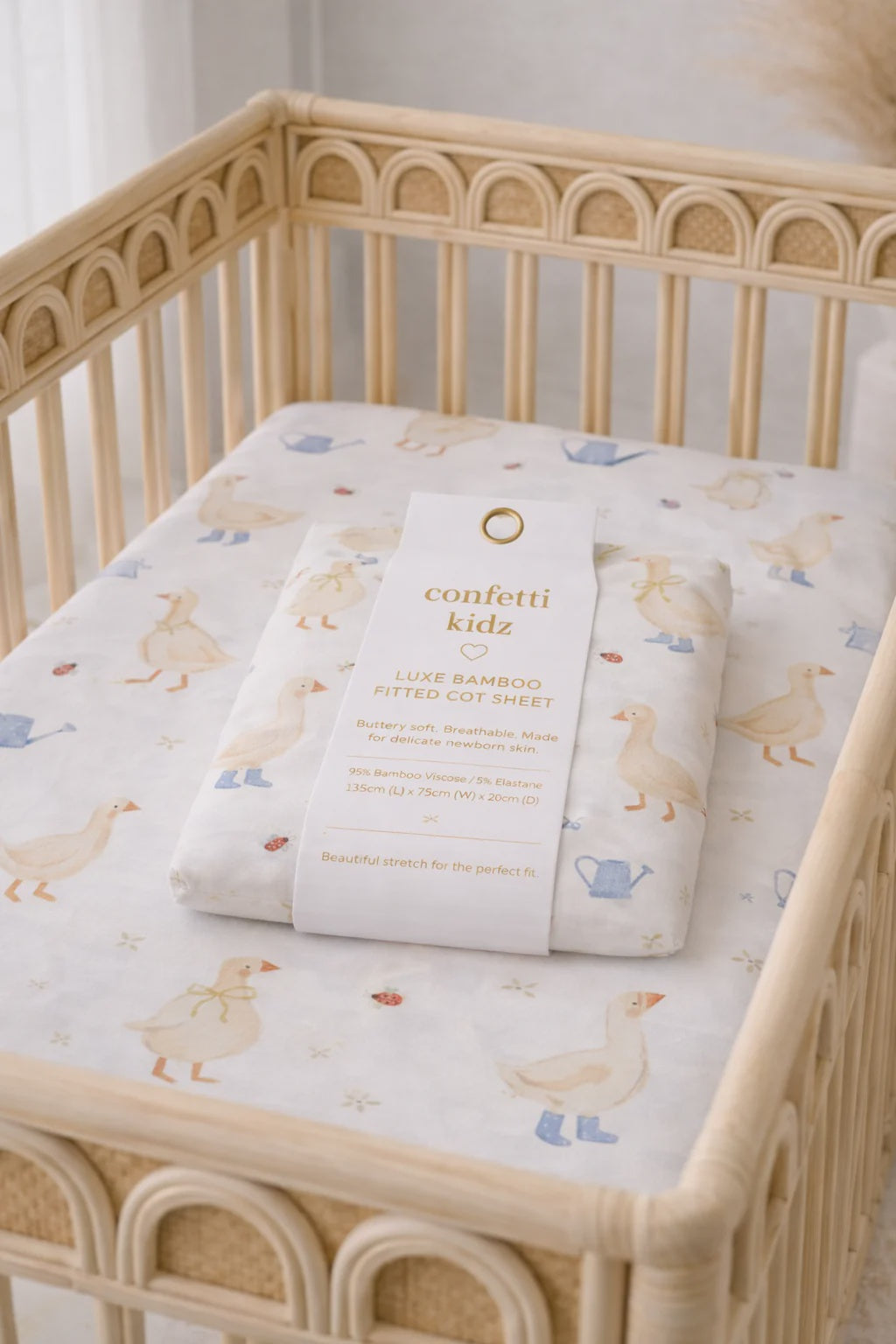 Country Goose | Fitted Bamboo Cot Sheet