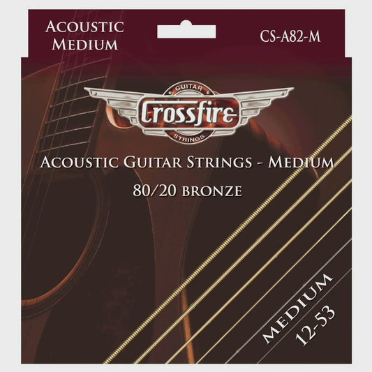 Crossfire Medium 80/20 Bronze Acoustic Guitar Strings (12-53) - The Toy Station