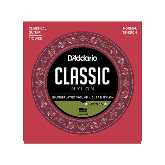 D'Addario EJ27N 1/2 Size Nylon Fractional Classical Guitar Strings Normal Tension