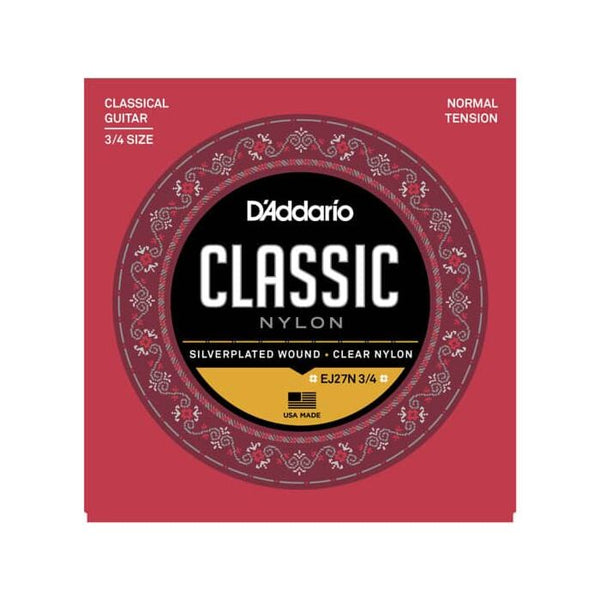 D'Addario EJ27N 3/4 Nylon Fractional Classical Guitar Strings Normal Tension