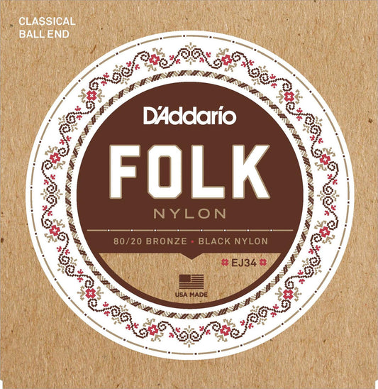 Folk Black Nylon 80/20 Bronze Ball End Guitar Strings (Medium Tension)