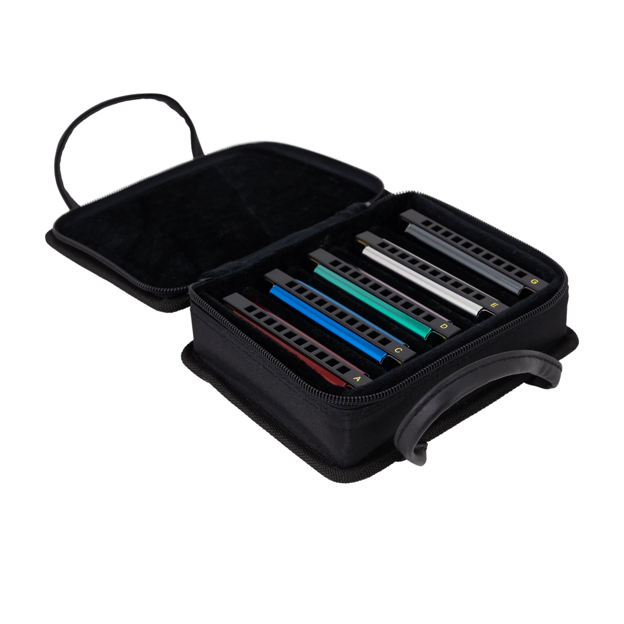 East Top Set of 7 Blues Harmonica's with Case