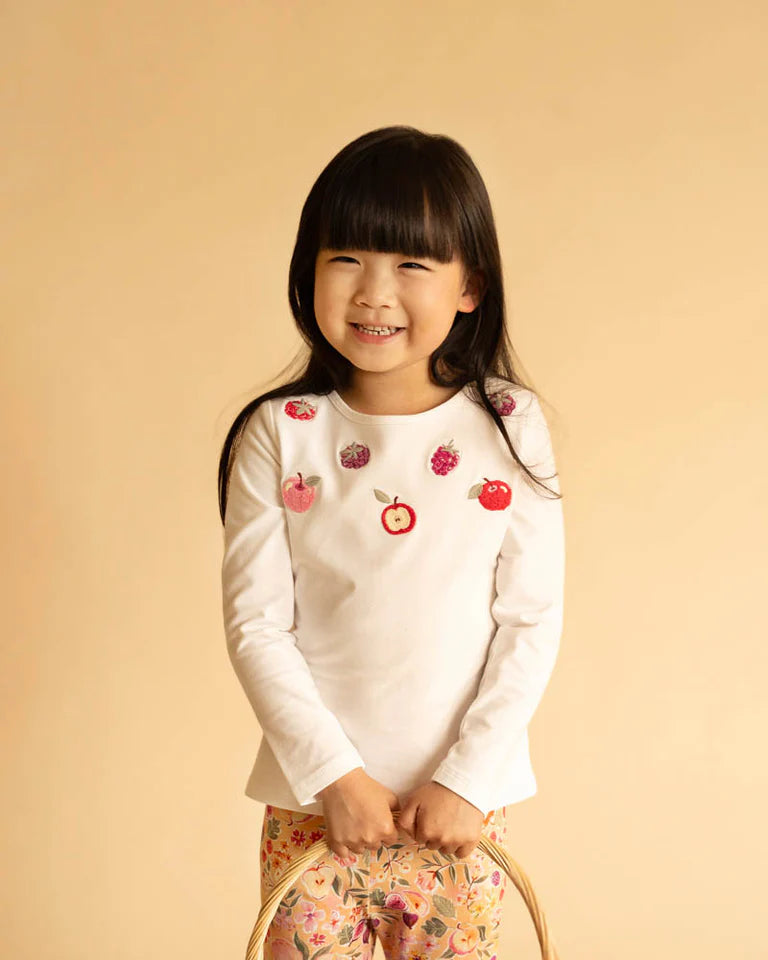 Fox & Finch ORCHARD BLOOM EMB. FRUIT LS TEE 3-7 YRS