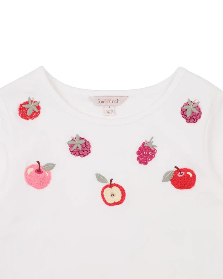 Fox & Finch ORCHARD BLOOM EMB. FRUIT LS TEE 3-7 YRS