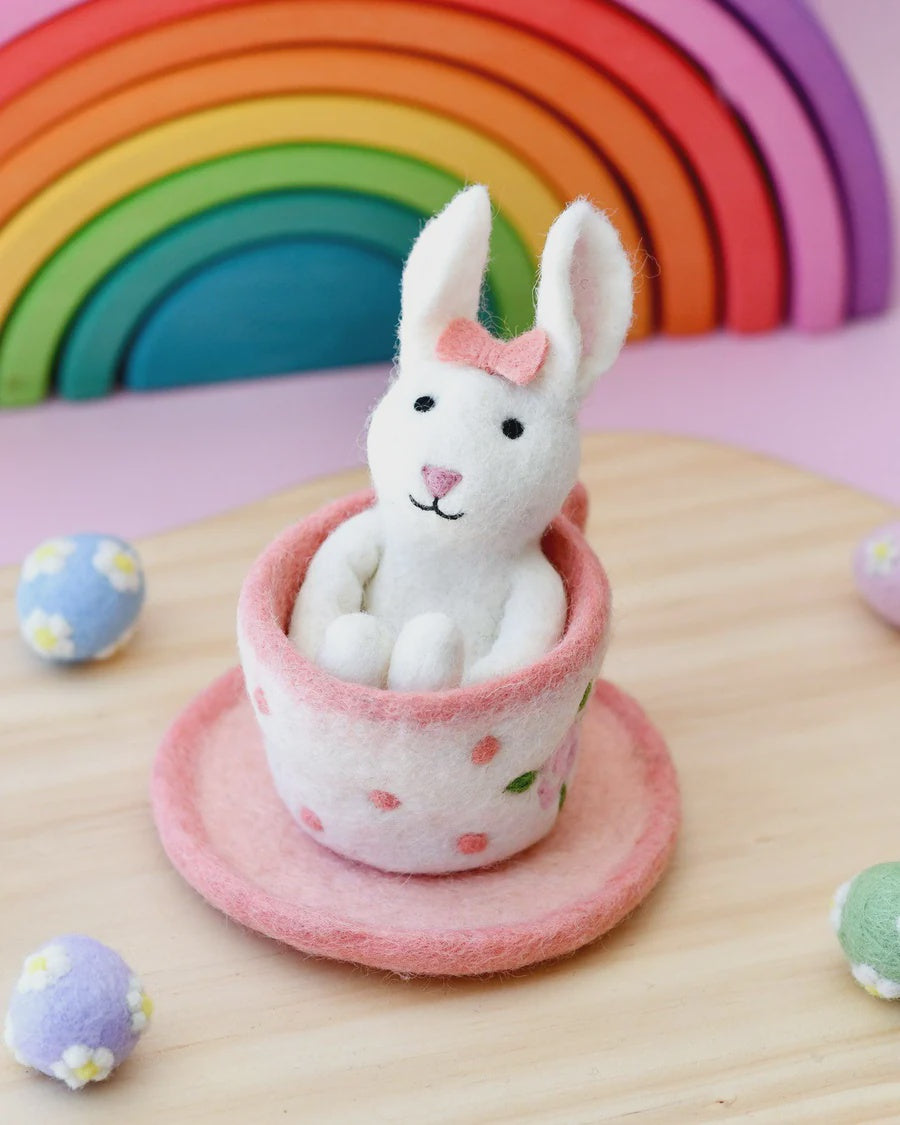 Felt Rabbit in Tea Cup Toy
