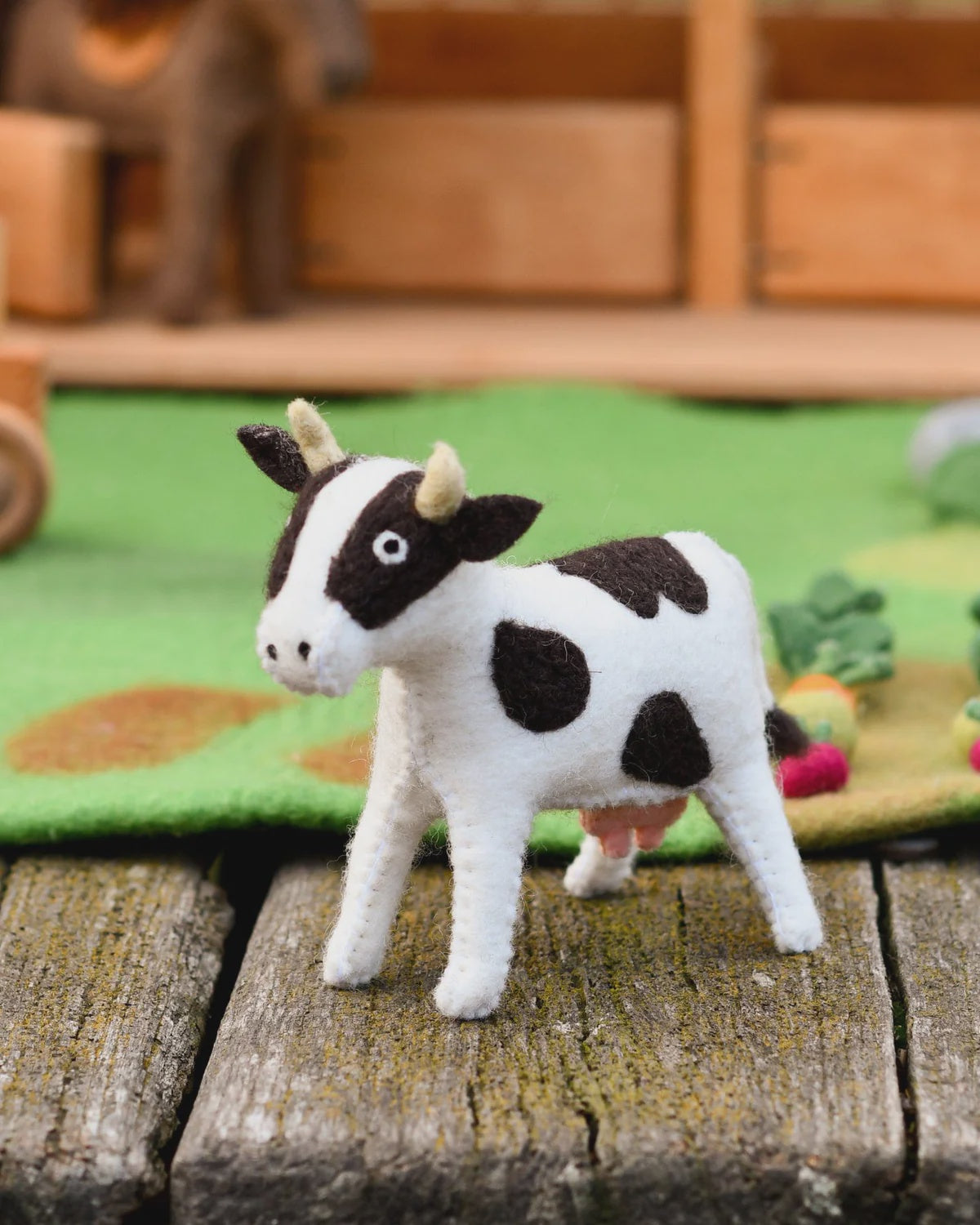 Felt Cow Farm Animal Toy - The Toy Station